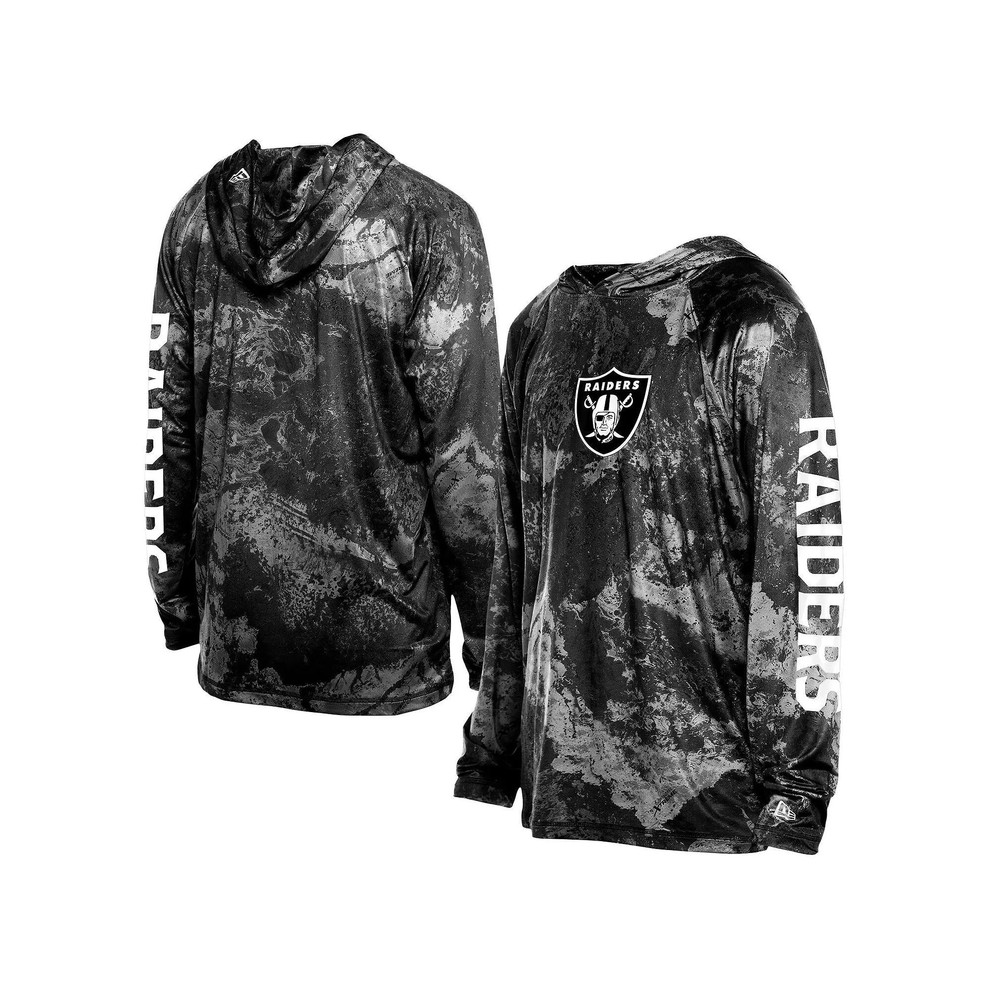 Men's New Era Black Las Vegas Raiders RealTree Xtreme Camo Raglan Long Sleeve Hooded Top,  Product Image