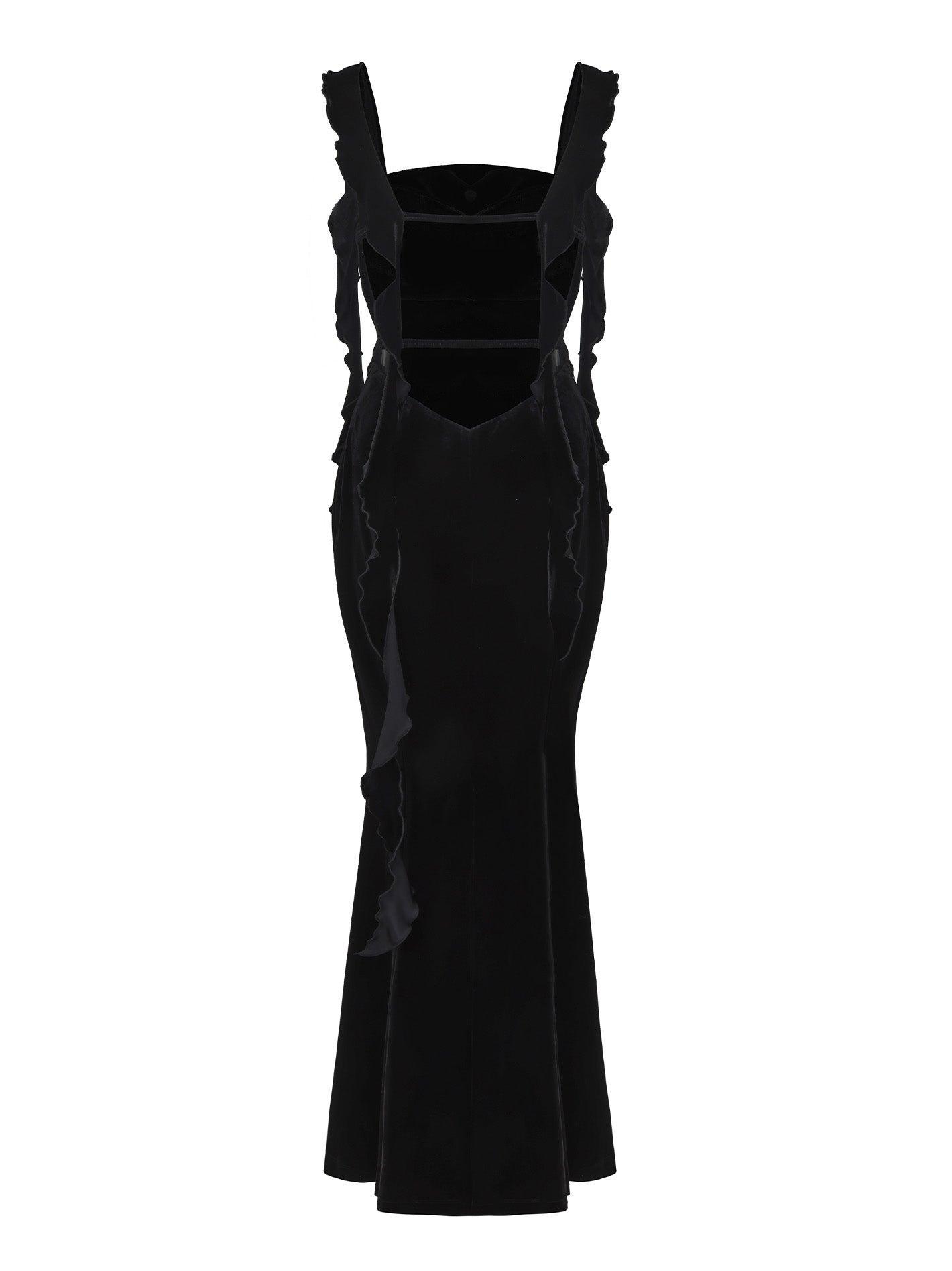 Caroline Velvet Dress (Black) Product Image