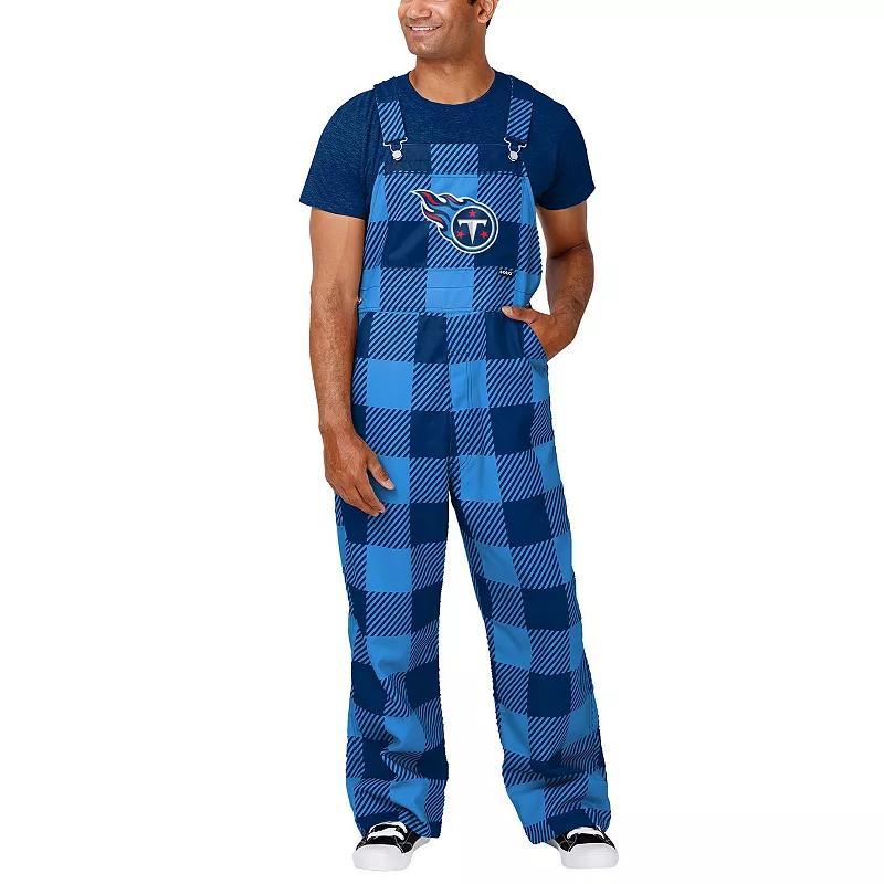 Mens FOCO Blue Tennessee Titans Big Logo Plaid Overalls Product Image