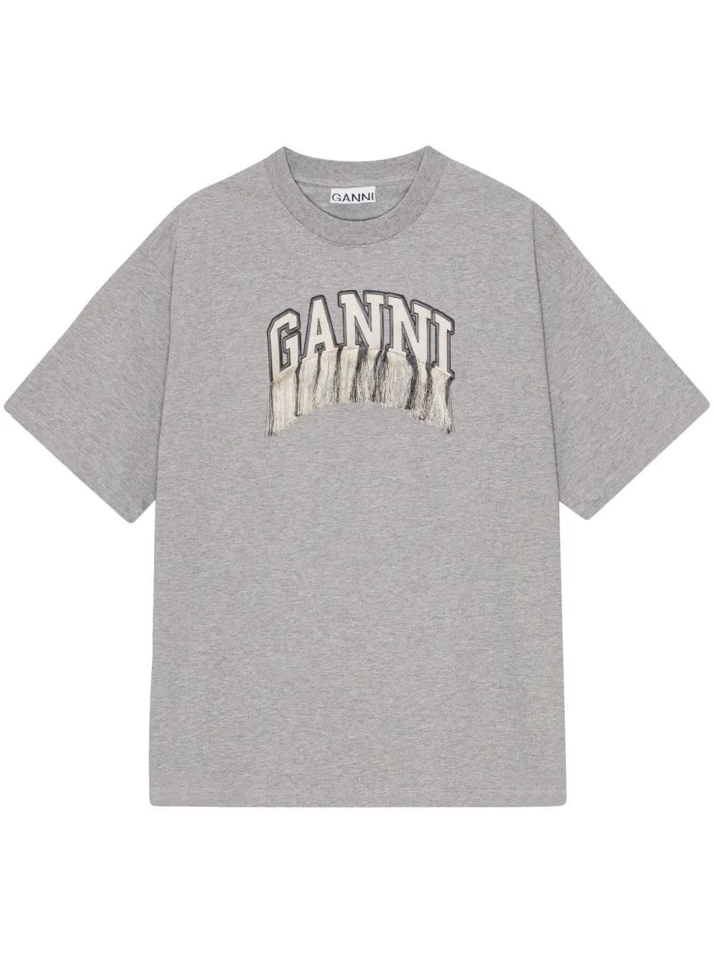 fringed logo appliqué t-shirt  Product Image