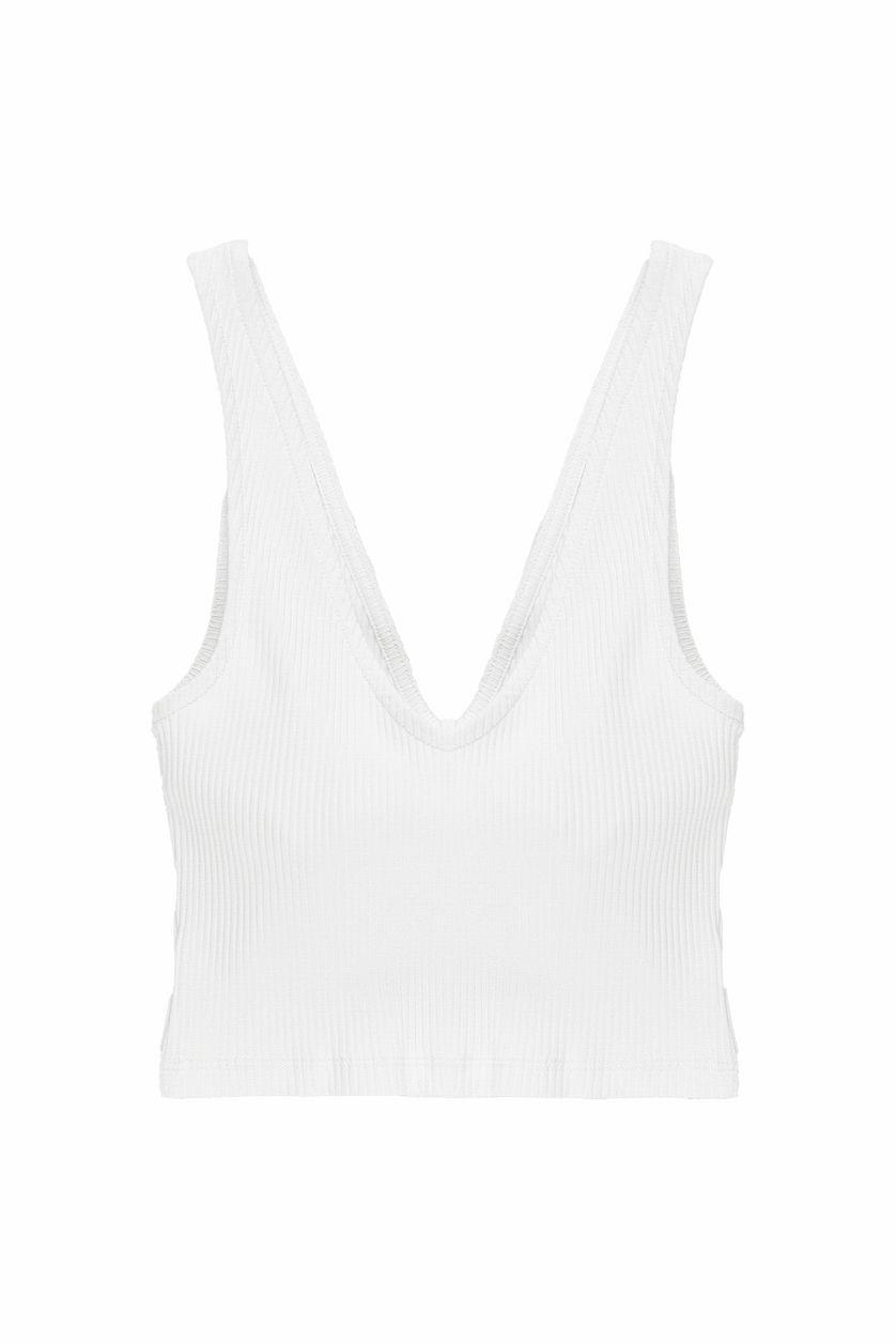Organic V-Neck Rib Crop Top Product Image