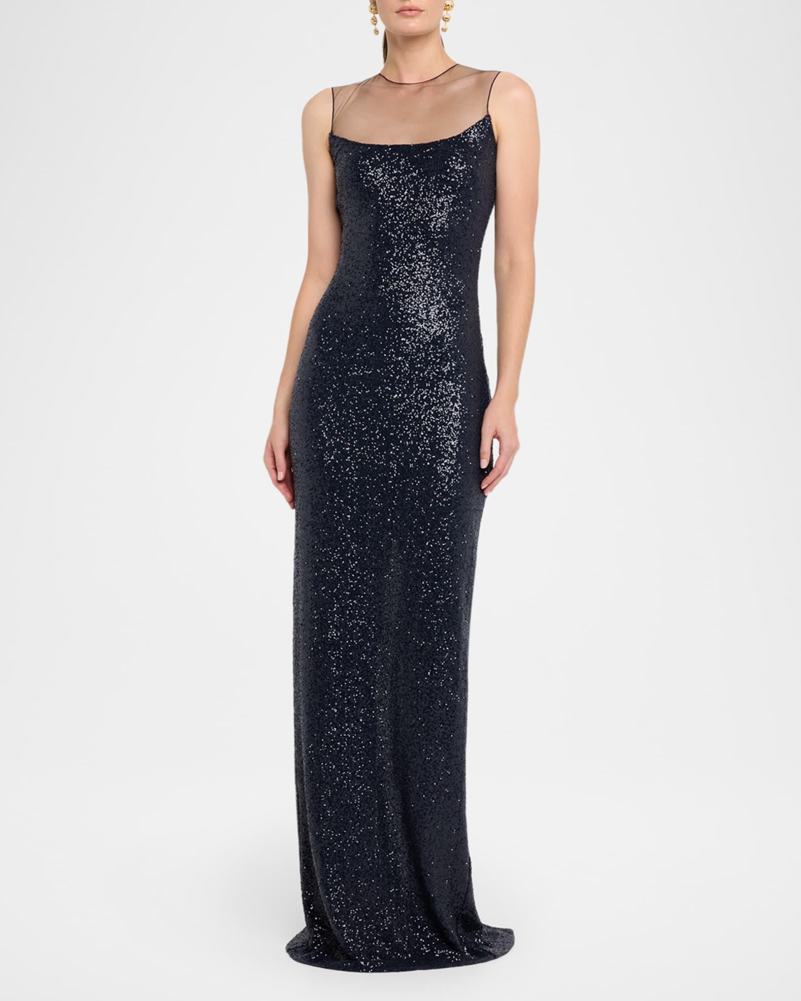 Sequined Illusion Column Gown Product Image