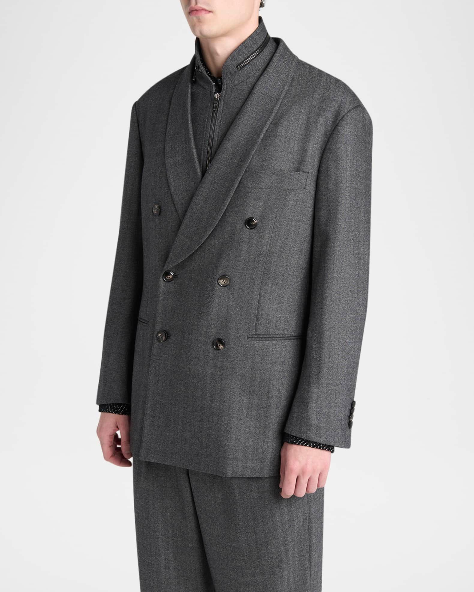 Men's Chevron Pattern Wool Cashmere Blend Shawl Lapel Double Breasted Suit Product Image