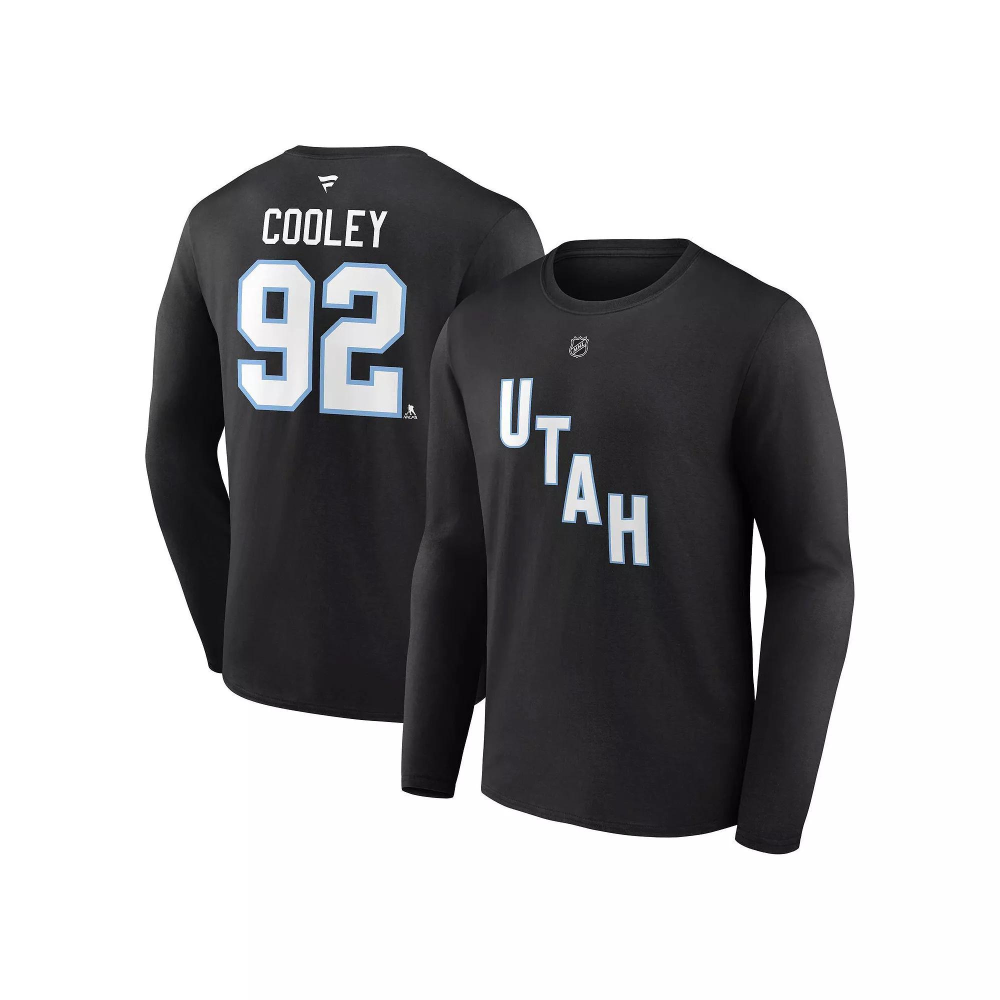 Men's Fanatics Logan Cooley Black Utah Hockey Club Authentic Stack Name & Number Long Sleeve T-Shirt,  Product Image