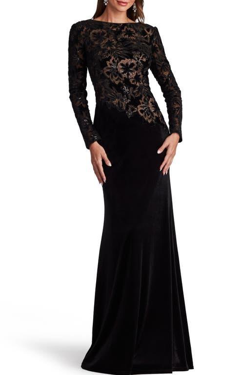 Womens Lace & Velvet Gown Product Image