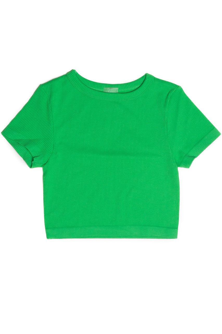 Green Seamless Crop Shirt Product Image