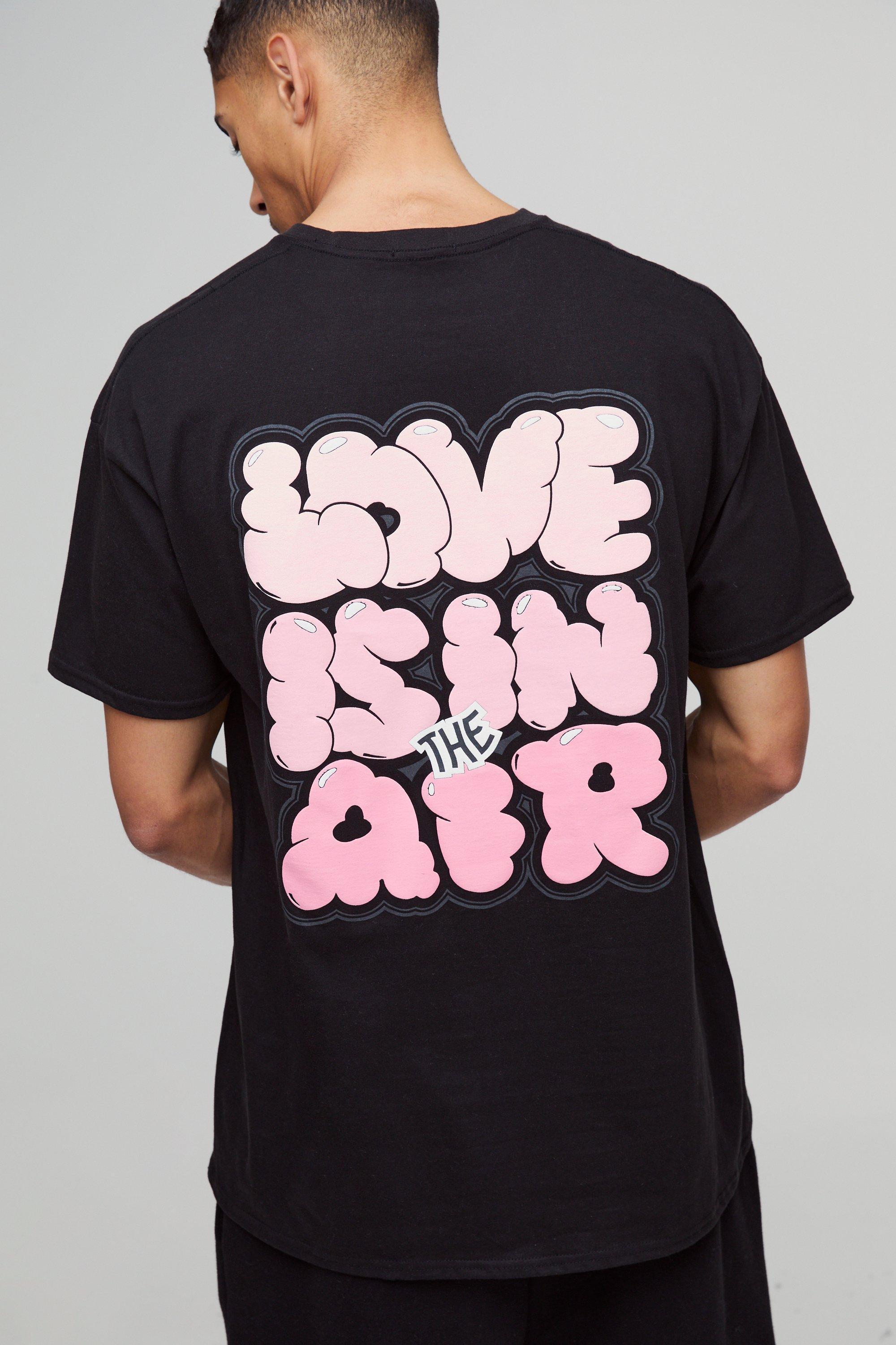 Oversized Love Is In The Air Puff Print T-Shirt | boohooMAN USA Product Image