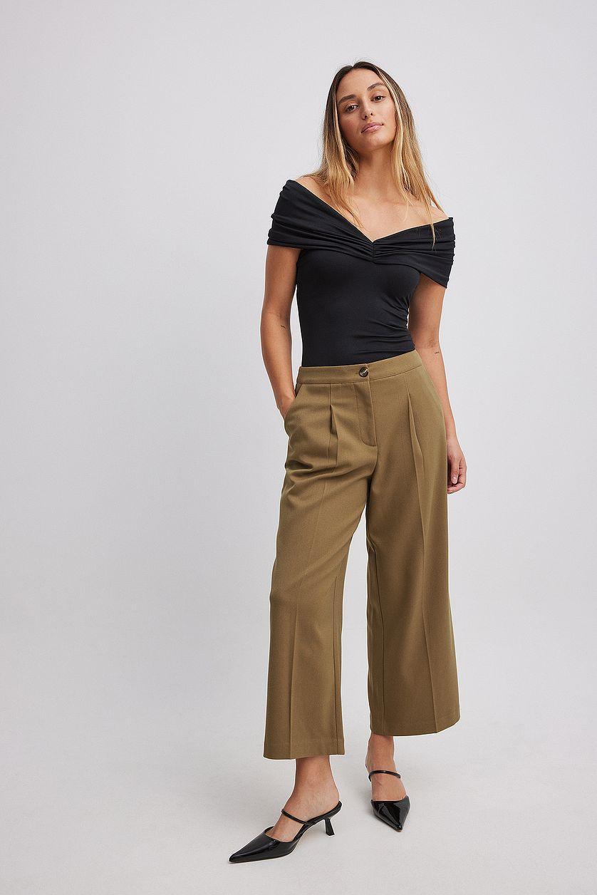 Cropped Straight Suit Pants Product Image
