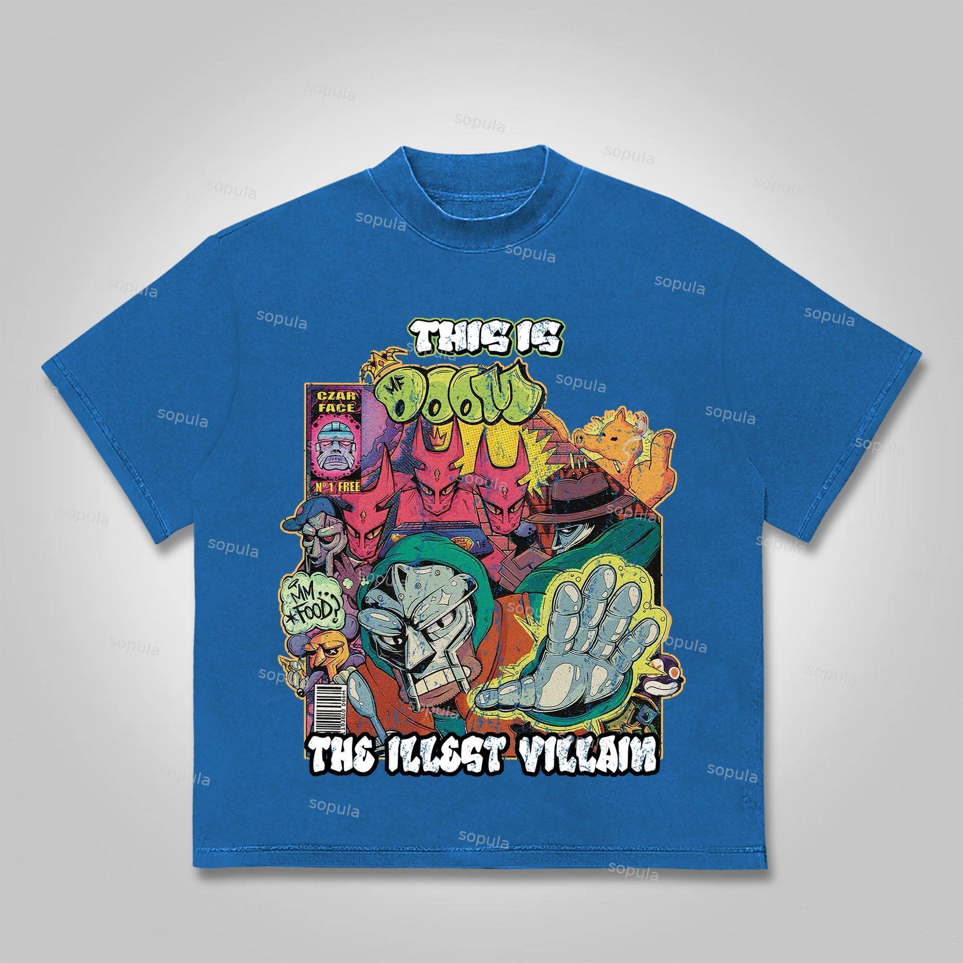 Sopula Vintage The Illest Villain Mf Doom Graphic Print Cotton T-Shirt Product Image