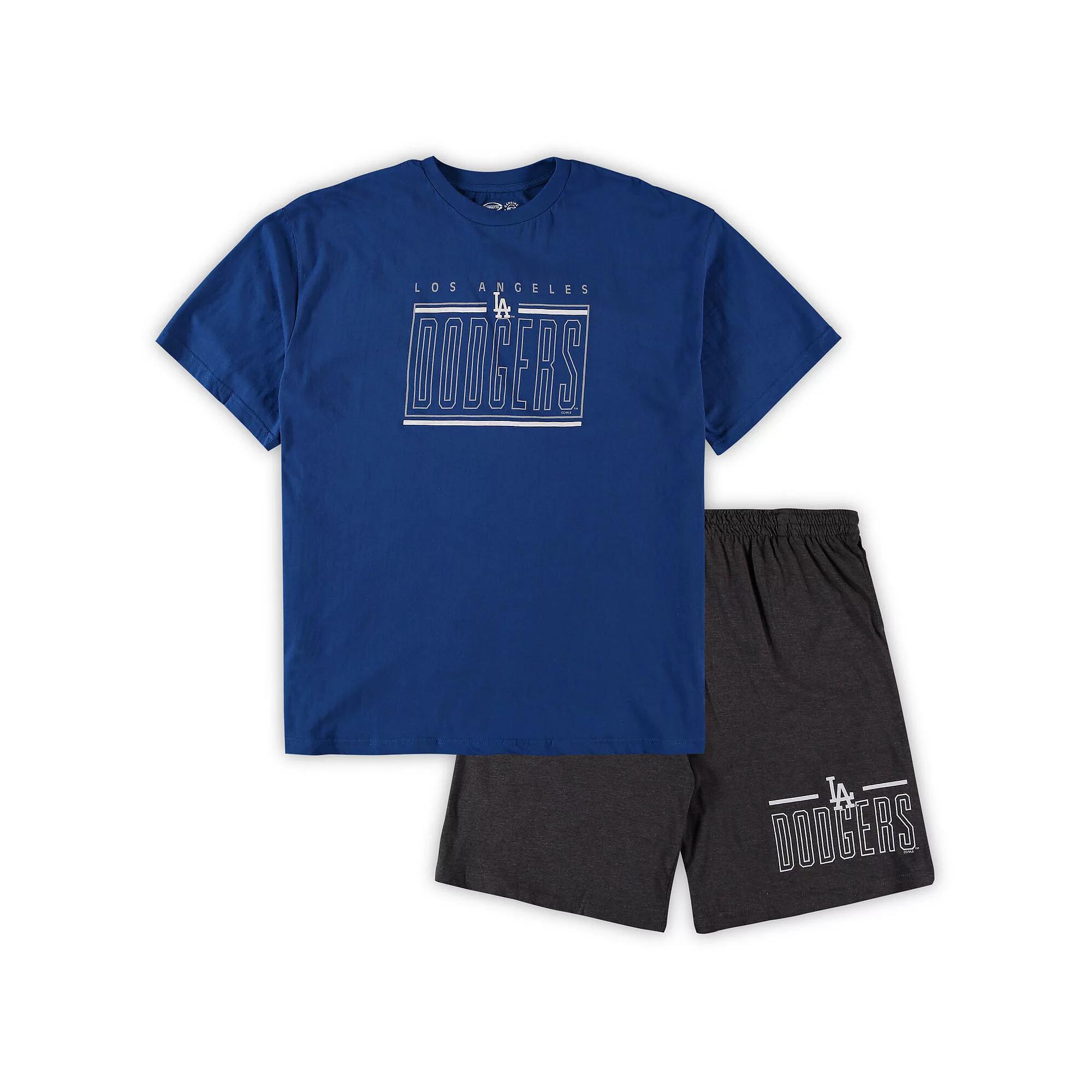 Men's Concepts Sport Royal/Charcoal Los Angeles Dodgers Big & Tall T-Shirt & Shorts Sleep Set, Size: 3XLT, Blue Product Image