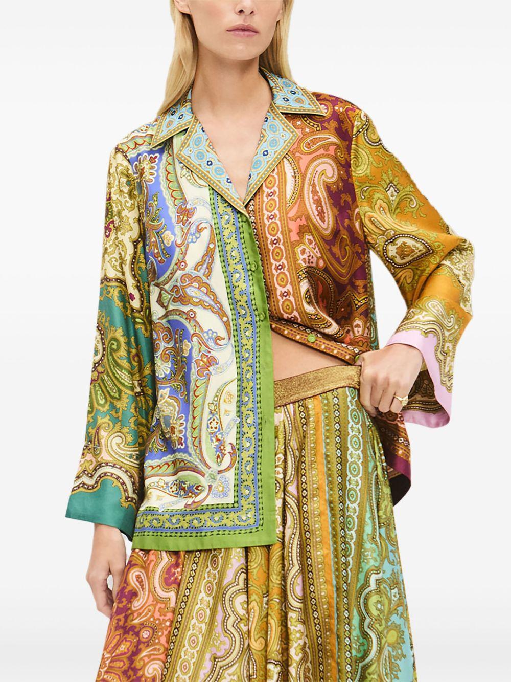 graphic-pattern silk blouse Product Image
