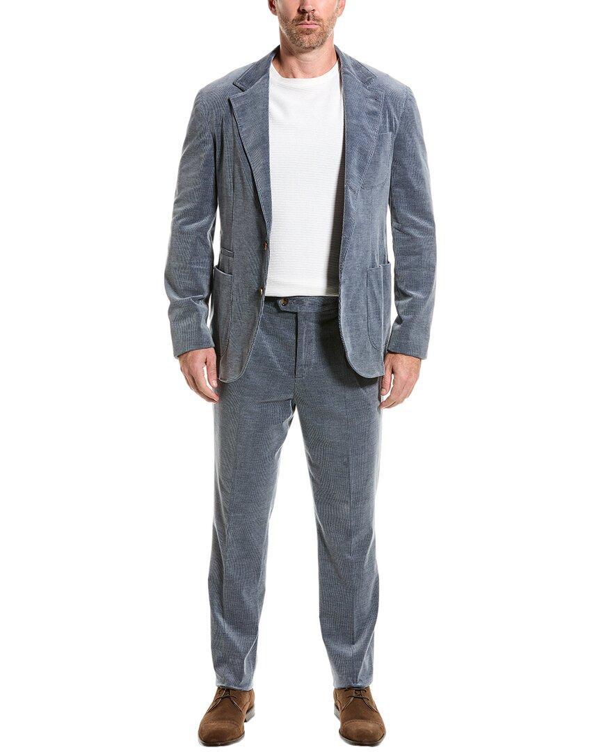 2pc Cashmere-blend Corduroy Suit In Gray Product Image