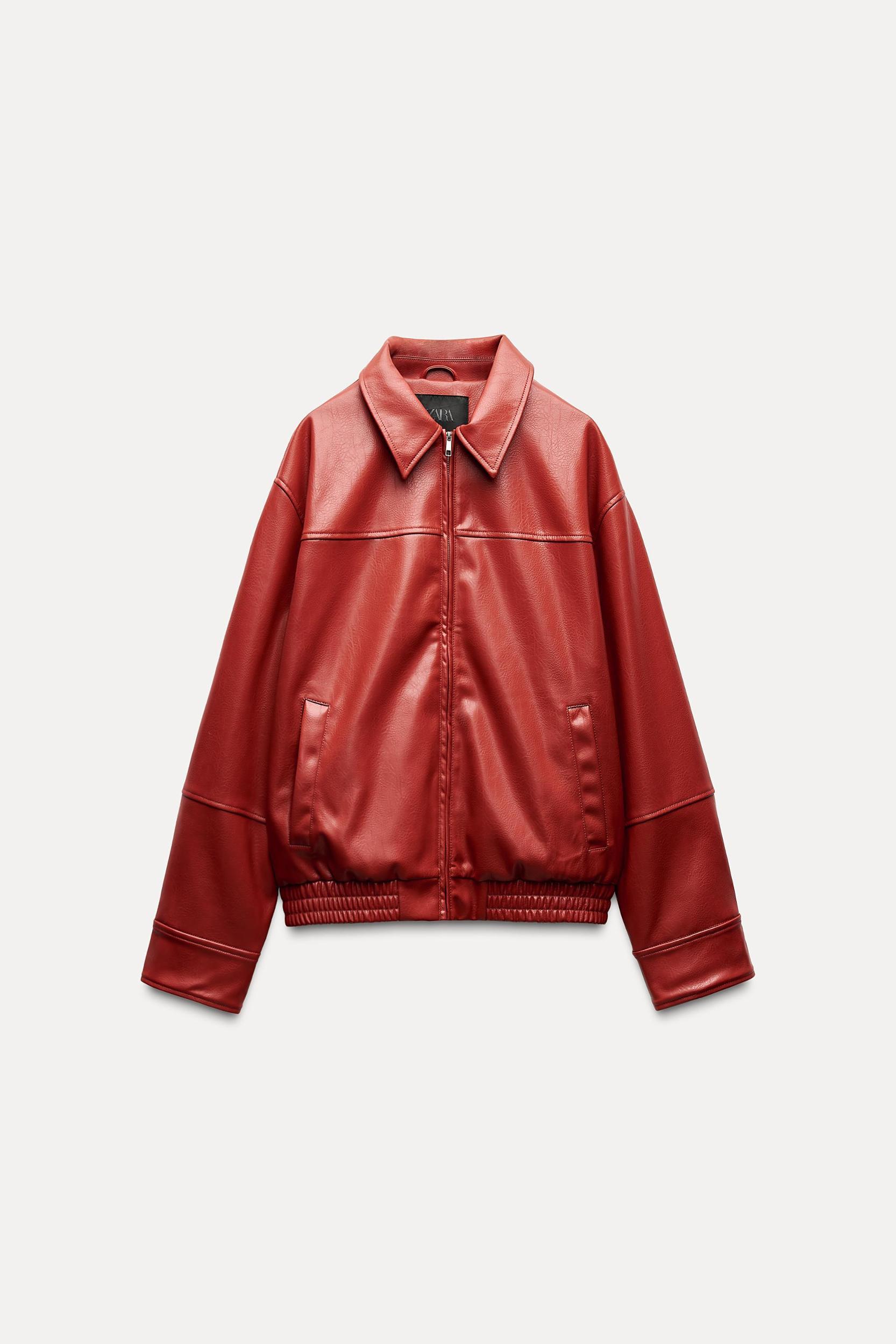 FAUX LEATHER BOMBER JACKET Product Image