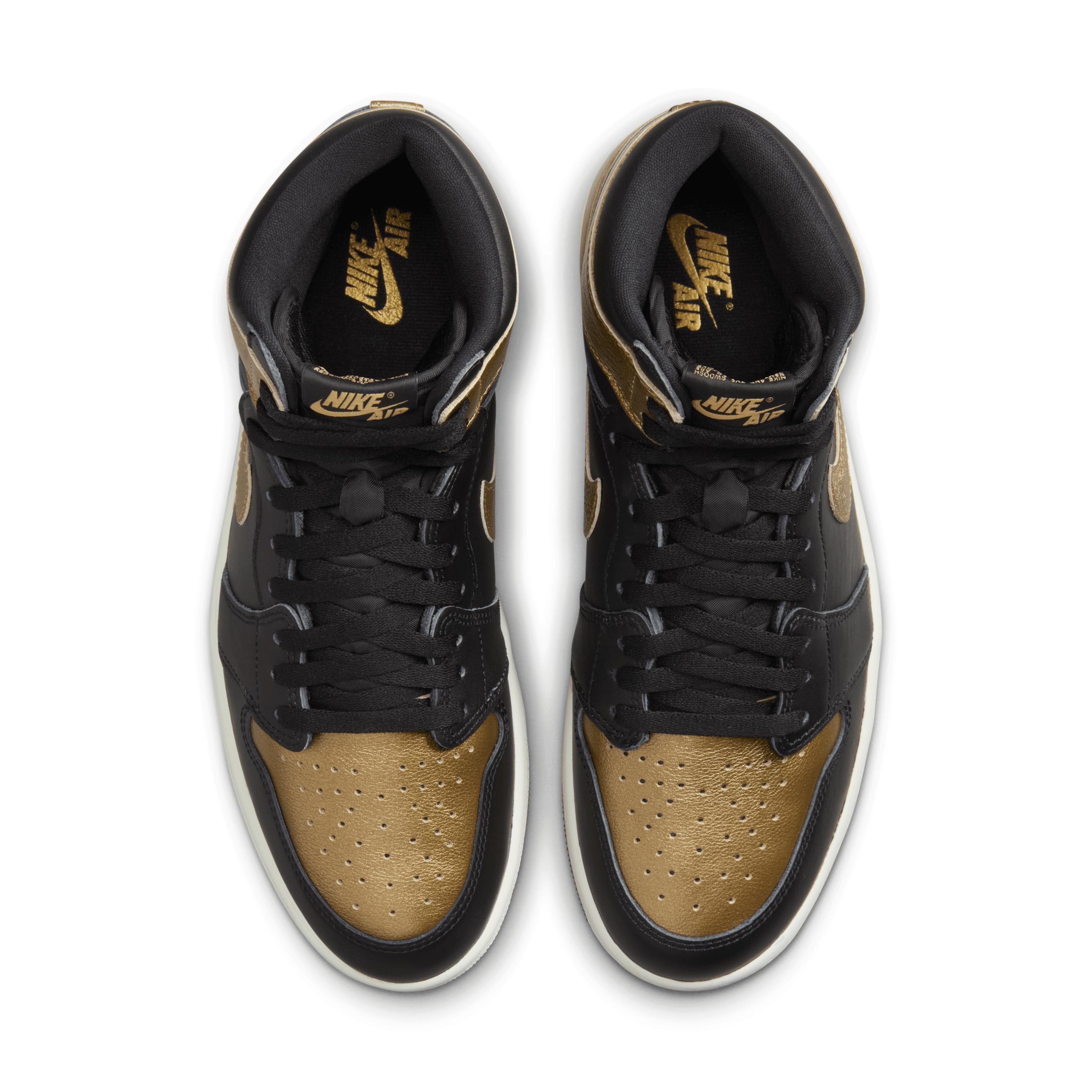 Men's Air Jordan 1 Retro High OG and Gold" Shoes in Black Product Image