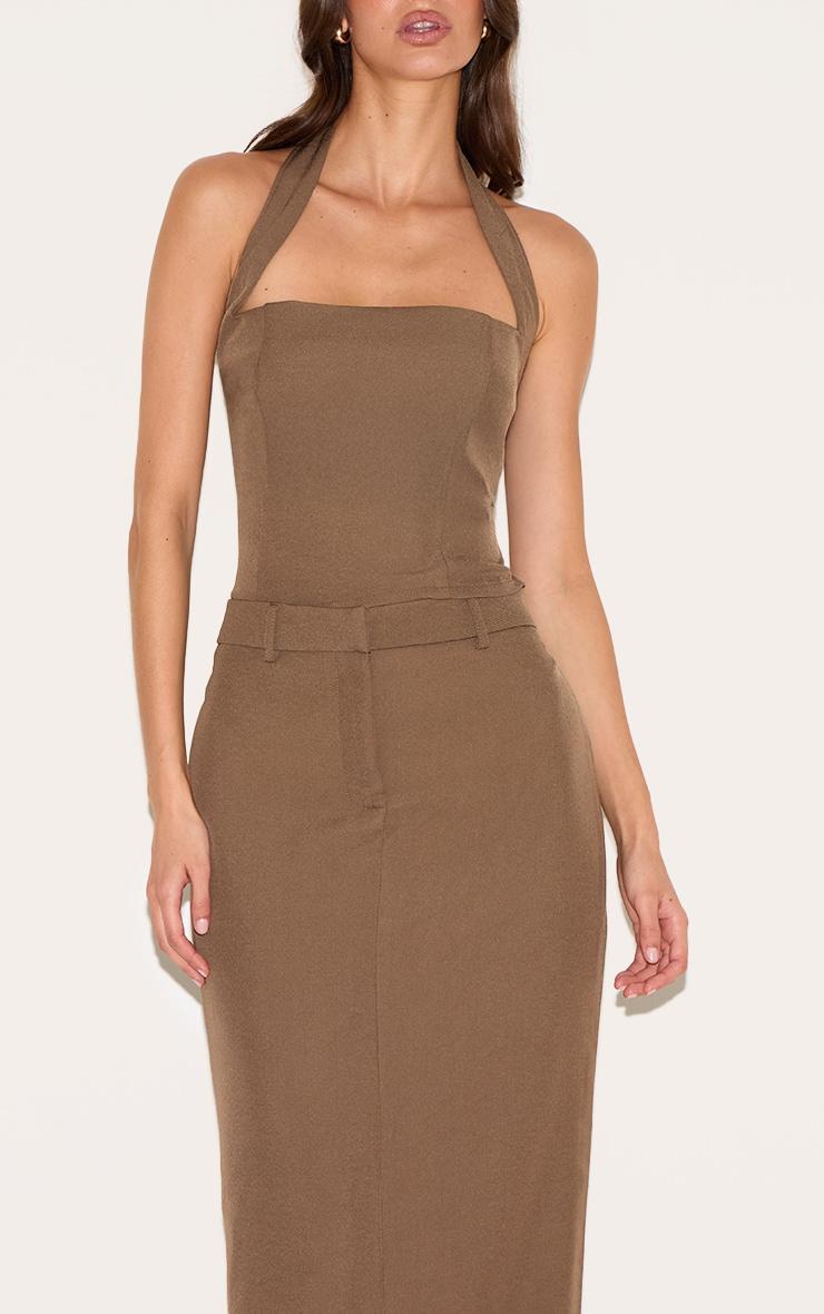 Chocolate Tailored Woven Maxi Skirt  Product Image