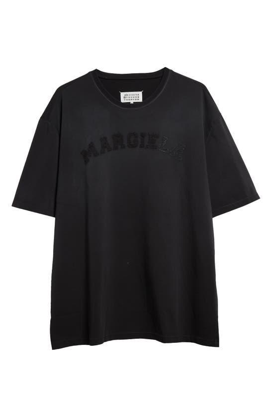 MAISON MARGIELA Distressed Appliqué Logo Cotton T-shirt In Washed Black Product Image