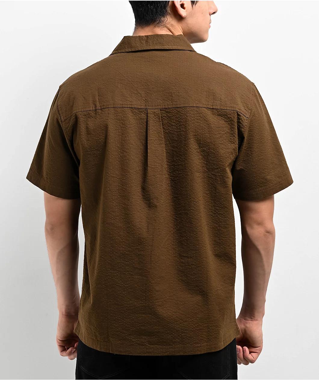 Monet Skateboards Cyrus Seersucker Brown Button Up Shirt Product Image