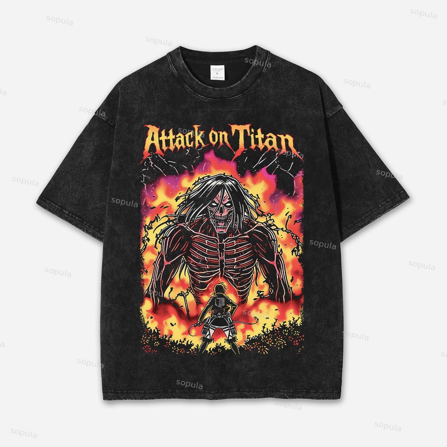 Attack On Titan Acid Washed T-shirt Product Image