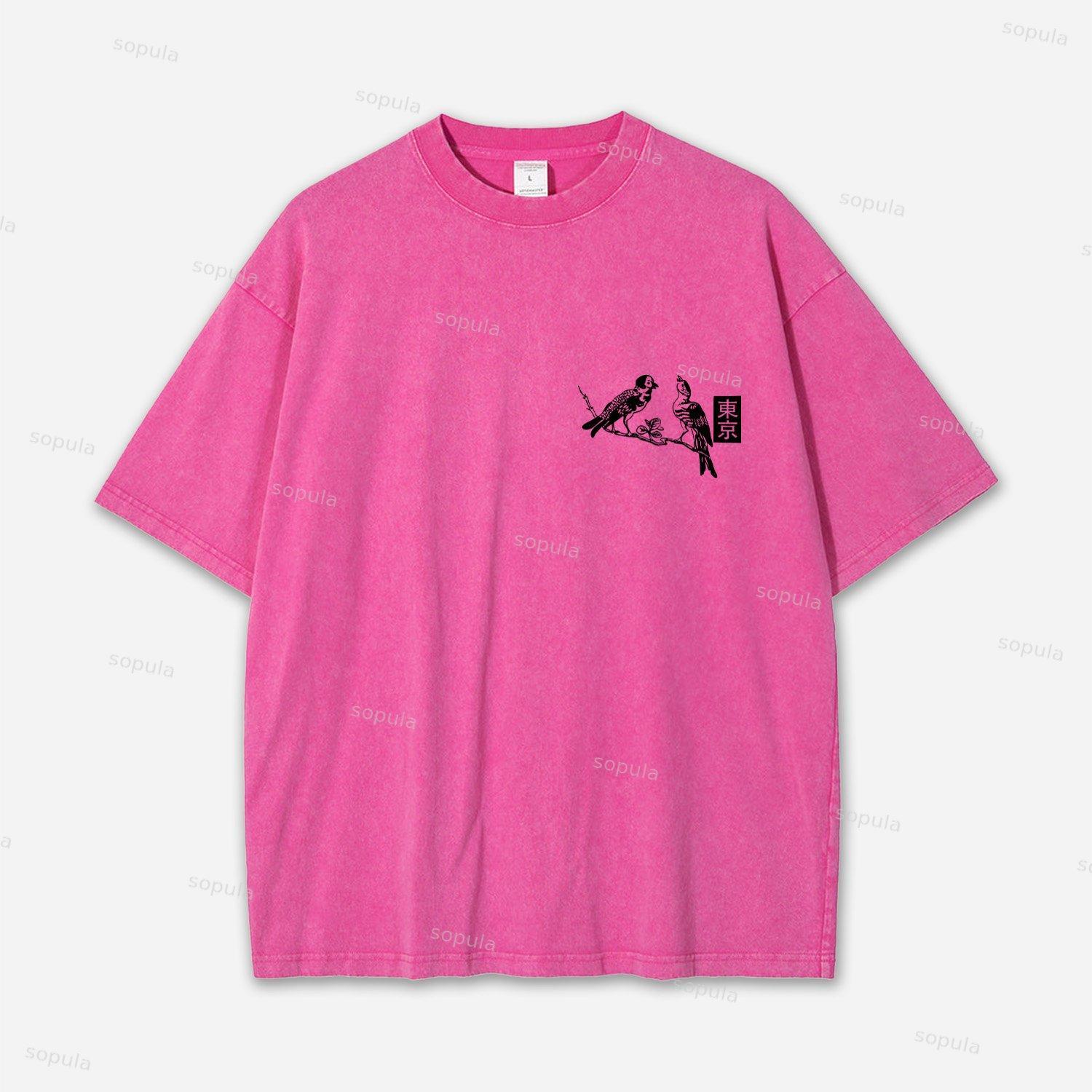 Vintage Little Angel Print Washed T-shirt Product Image