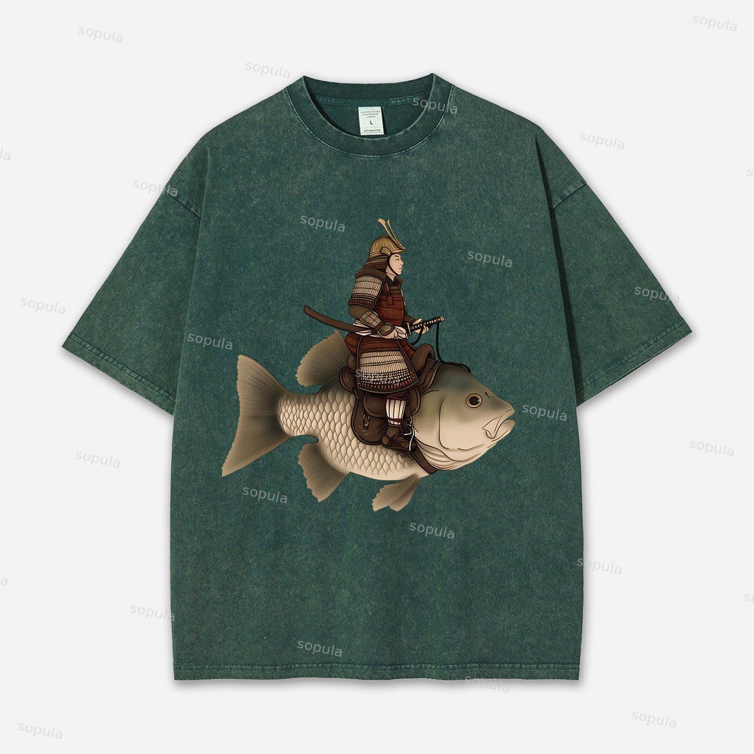 Fat Cat Eating Ramen Acid Washed T-shirt Product Image