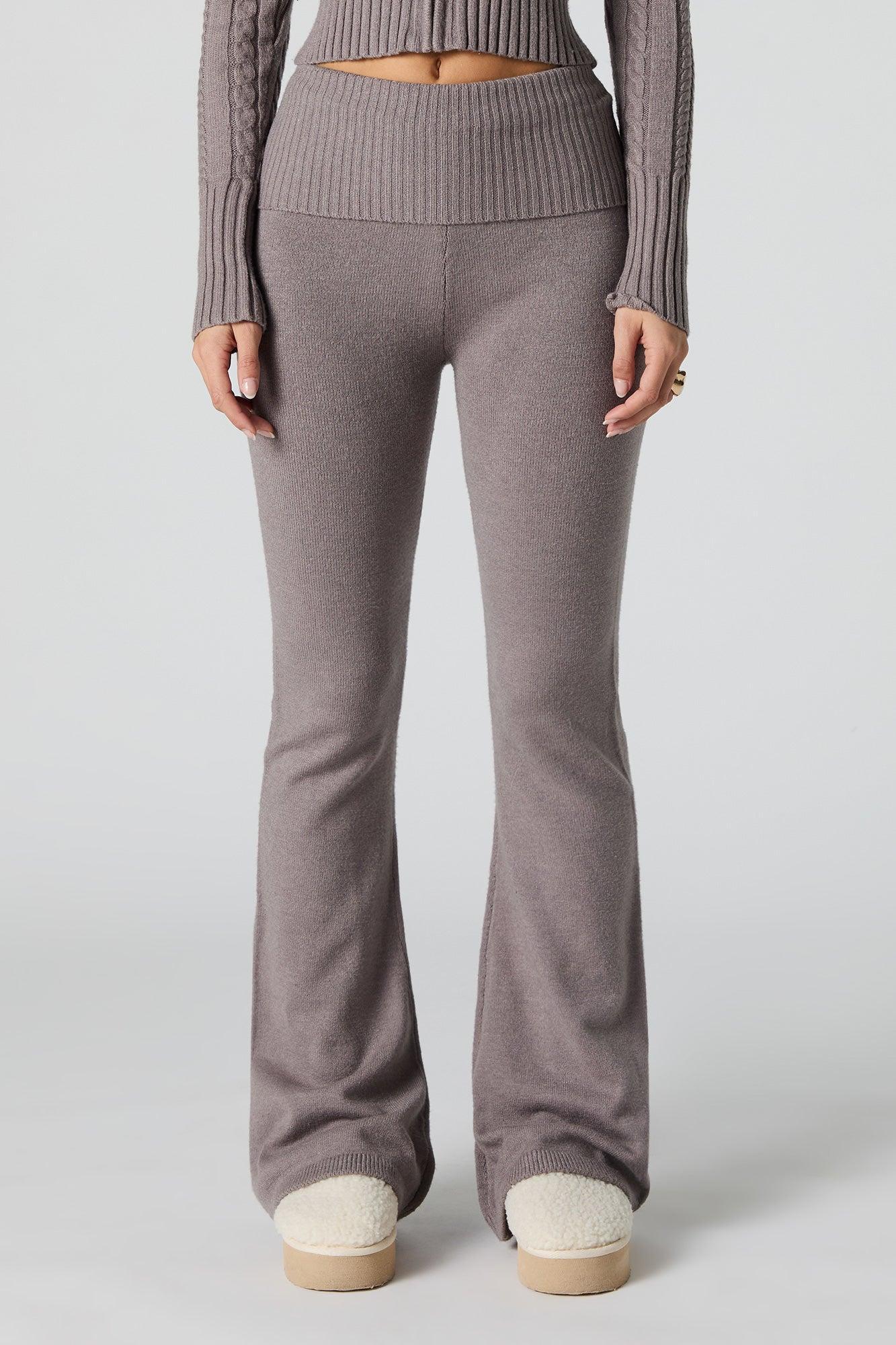 Foldover Waist Flare Knit Pant Female Product Image