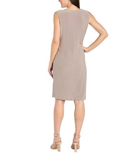 R & M Richards Crew Neck 3/4 Sleeve Embroidered Sequin 2-Piece Jacket Dress Product Image