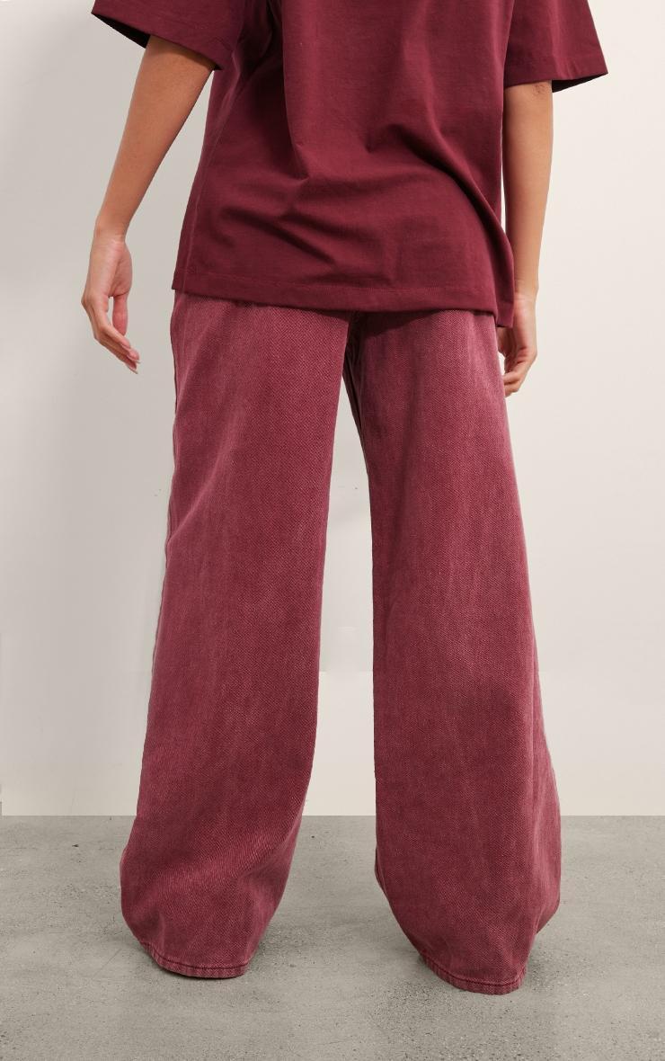 Washed Burgundy Wide Leg Jeans Product Image