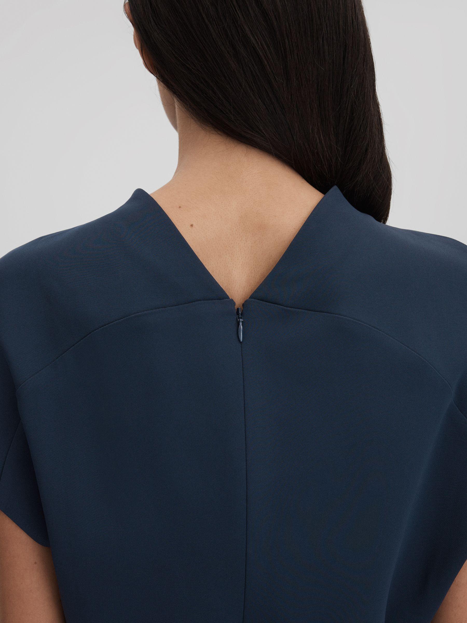 Ruched Bodycon Midi Dress in Navy Product Image