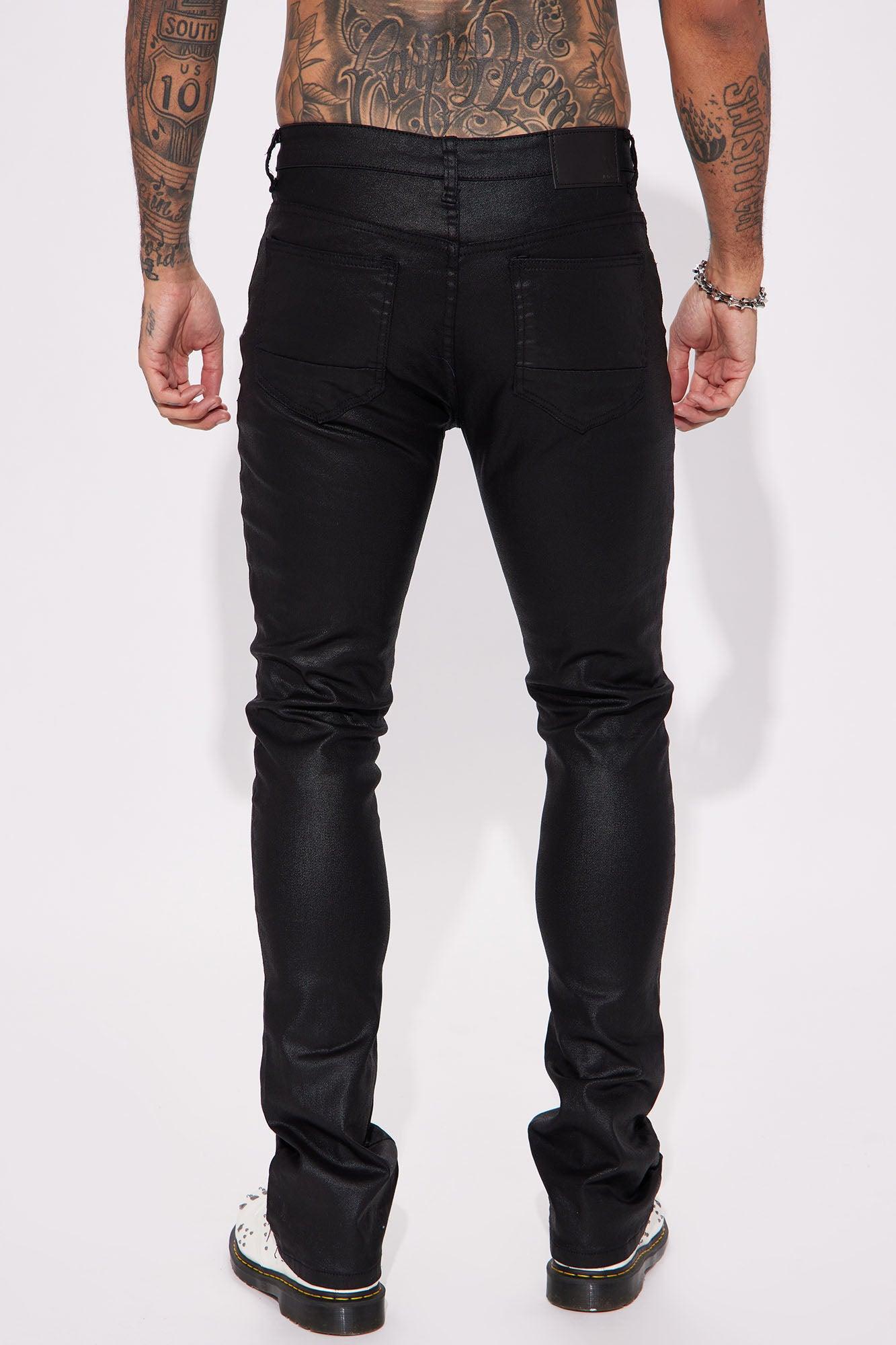 As I Do Waxed Stacked Skinny Flare Jeans - Black Product Image
