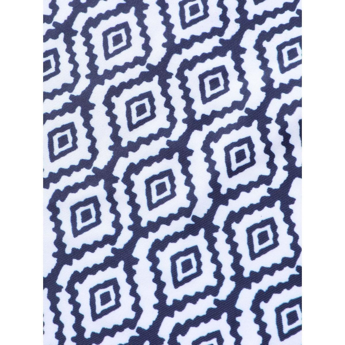 Plus Size Heart Neckline Geometric Ruched Swim Top Women's Swimwear Indigo Beach Gathered High stretch Bodycon Heart neckline Curve Swim Tops BloomChic 22-24/3X Product Image