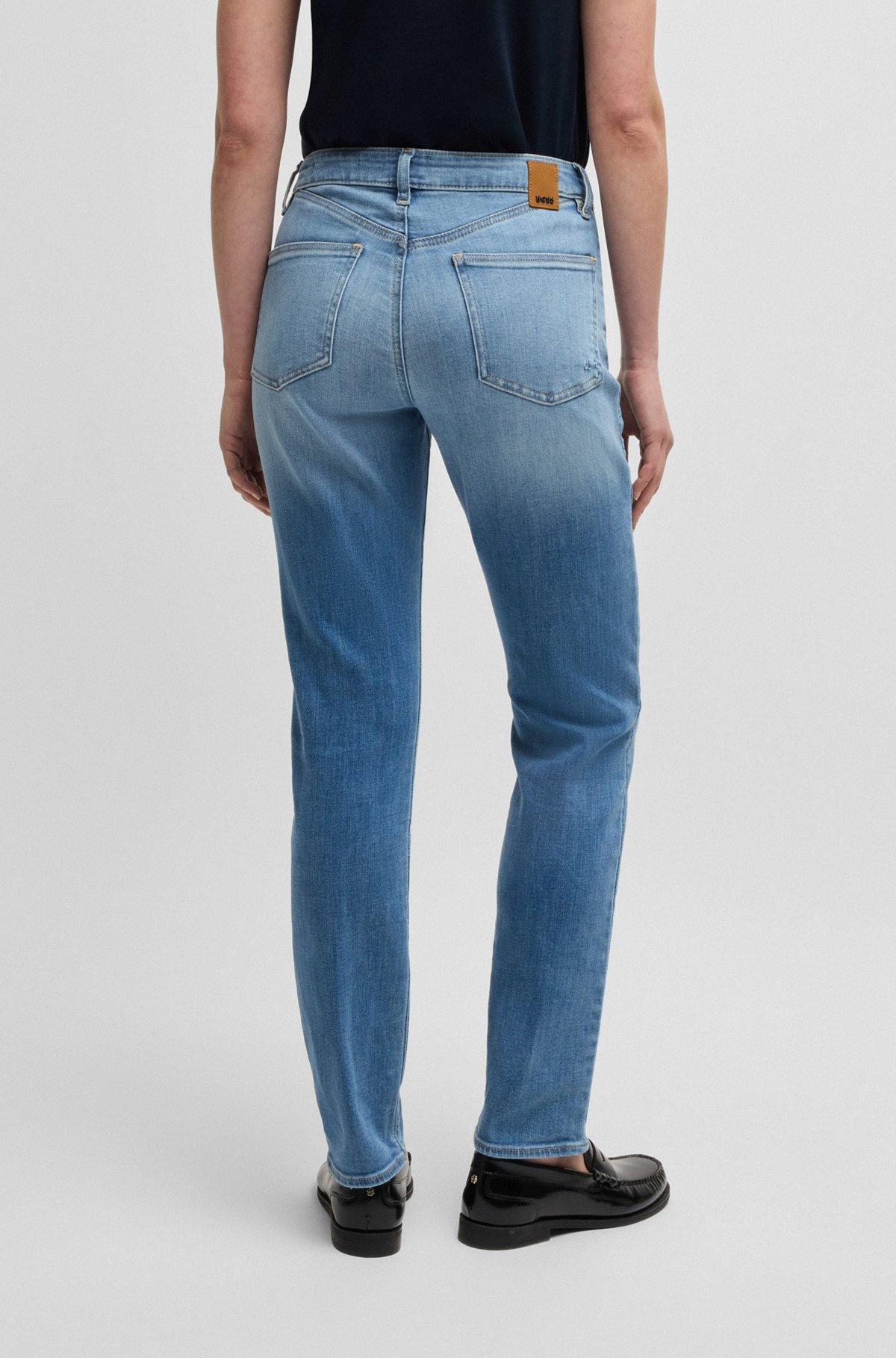 Slim-fit jeans in washed blue stretch denim Product Image