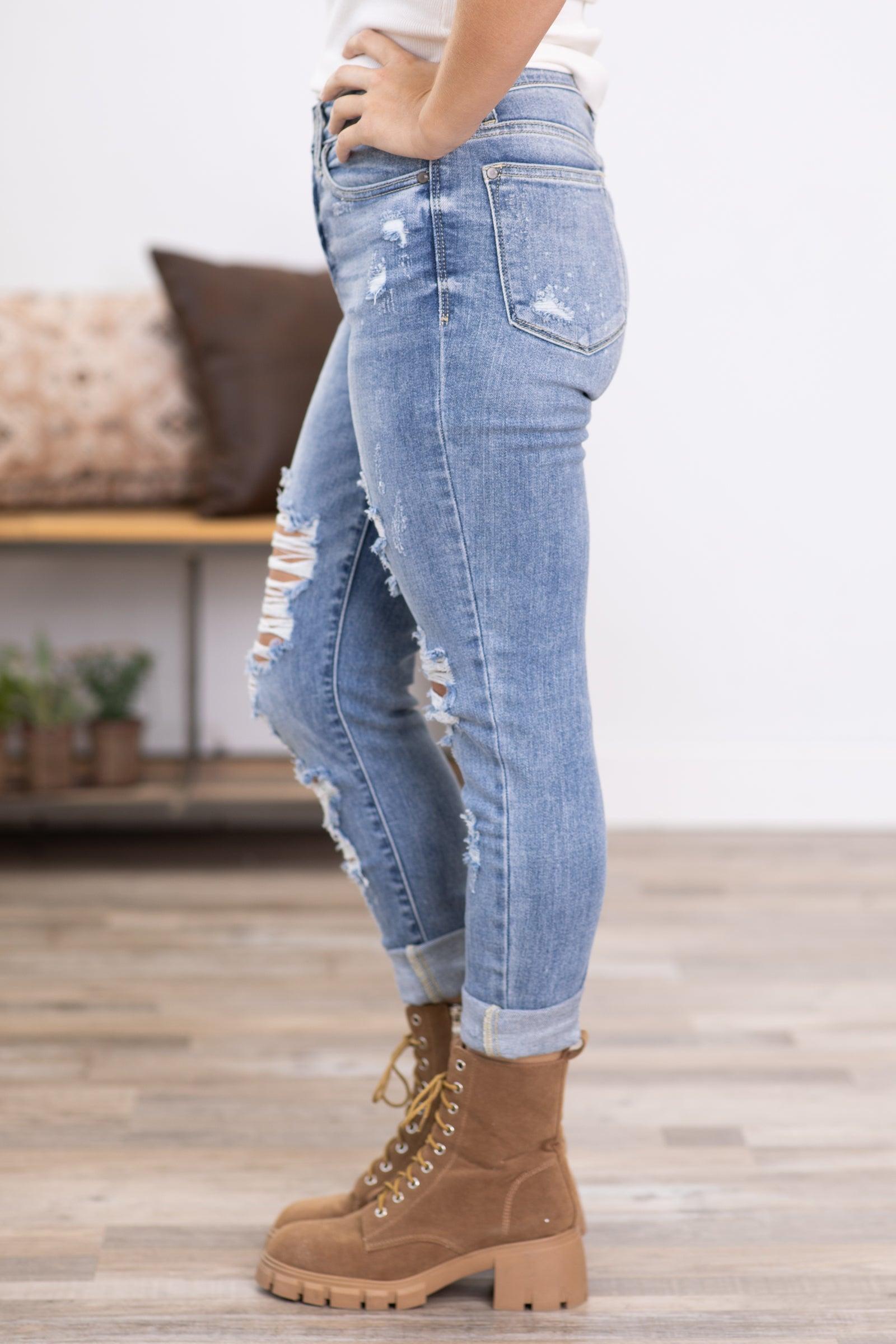 Judy Blue Bleach Splash Distressed Jeans Product Image