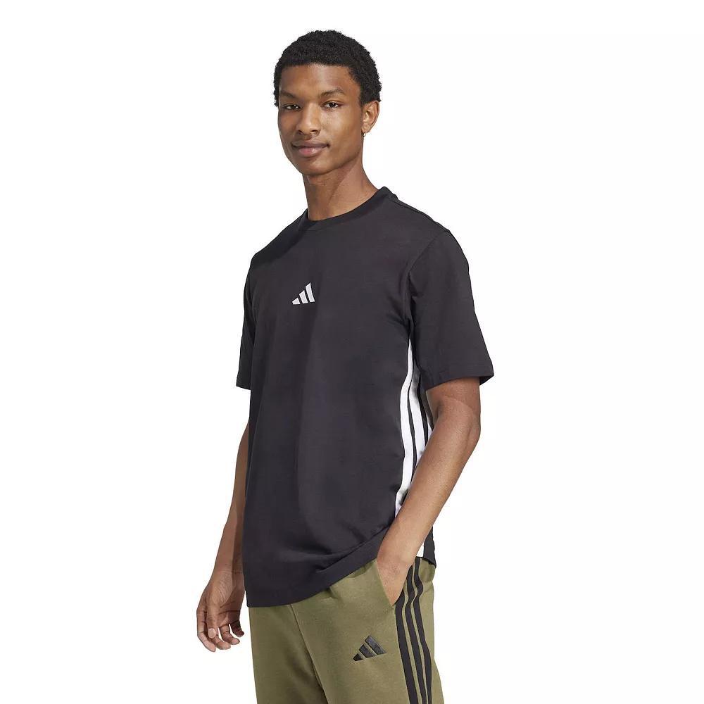 Men's adidas Essentials 3-Stripes Single Jersey Sportswear T-Shirt, Size: Medium, Black Product Image