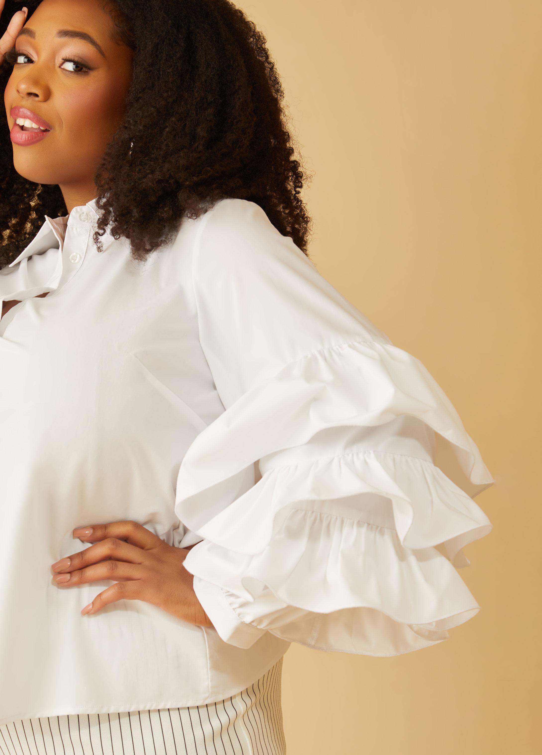 Tiered Ruffled Poplin Shirt Product Image