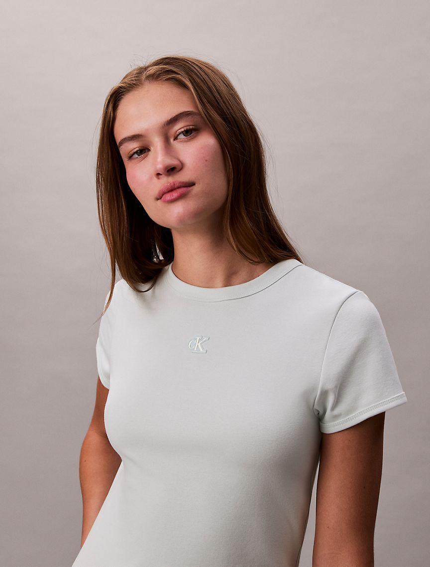 Calvin Klein Womens Cotton Contour Rib Monogram Mini Dress - Blue Product Image