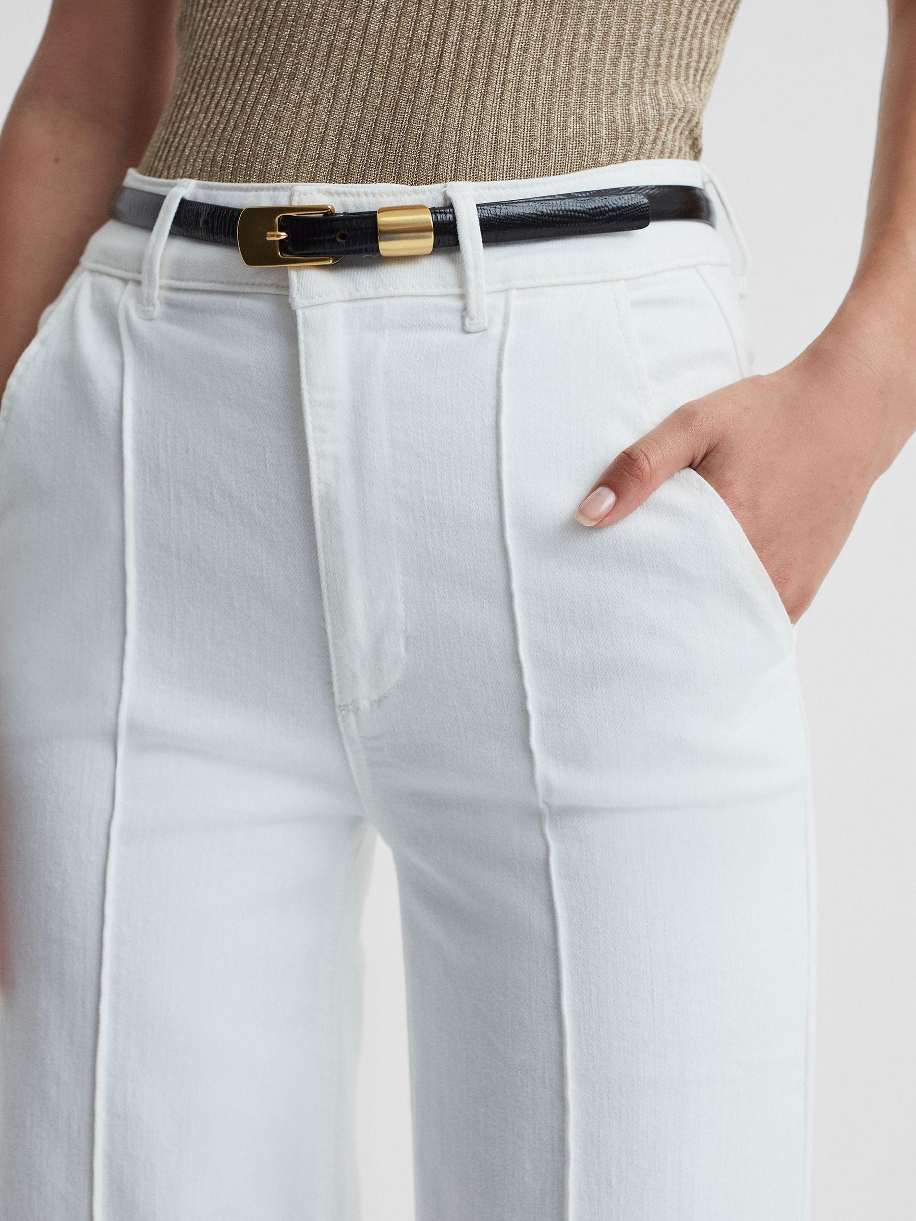 Paige High Rise Wide Leg Trousers in White Product Image