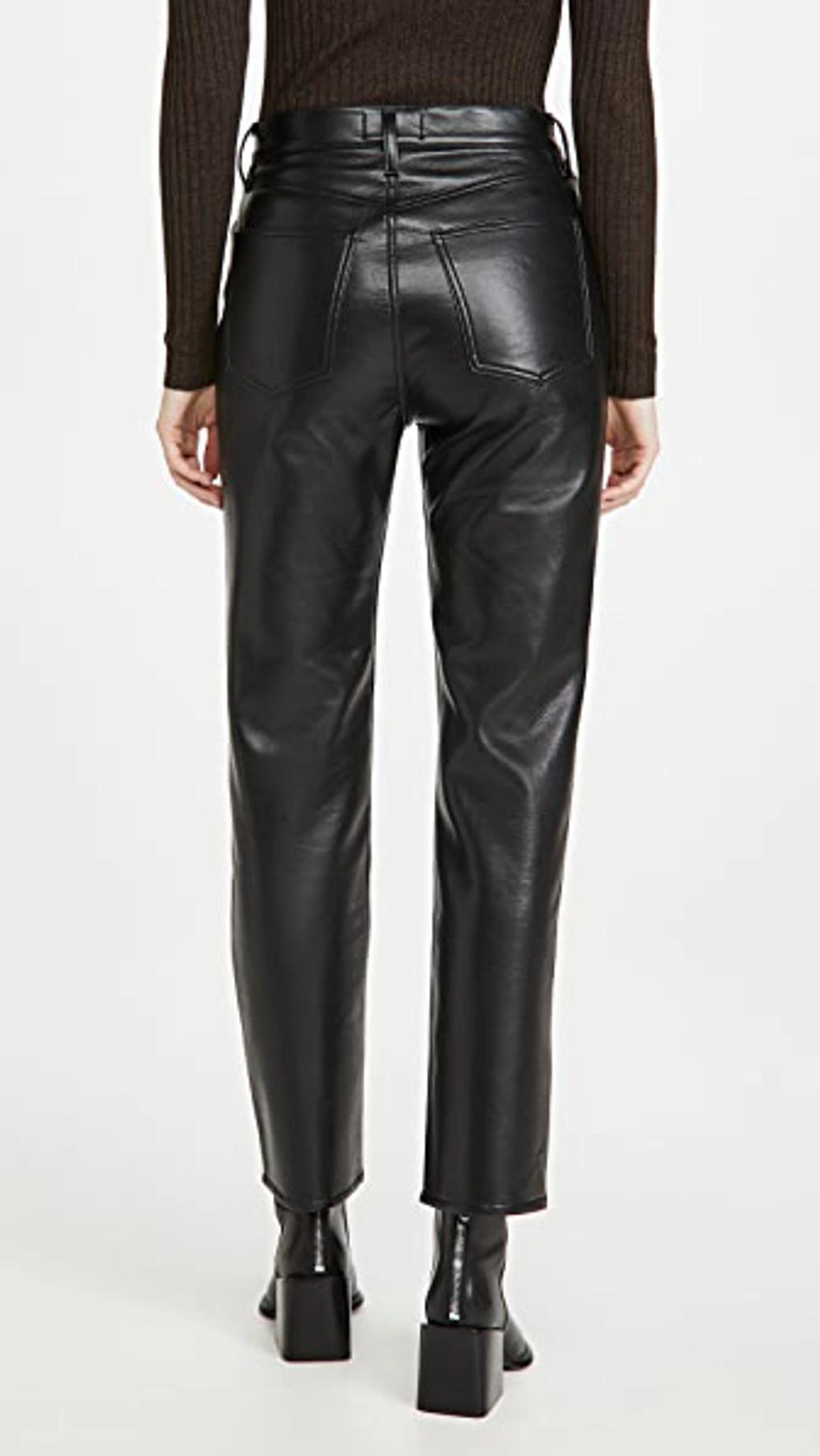 Black Recycled Leather 90s Pinch Waist Trousers In Detox Black Product Image