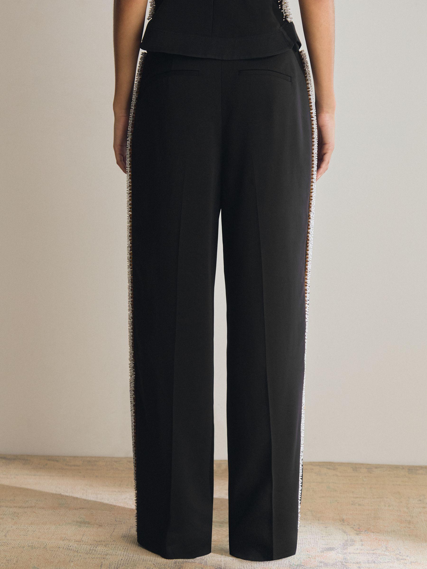 Atelier Embellished Wide-Leg Trousers in Black Product Image