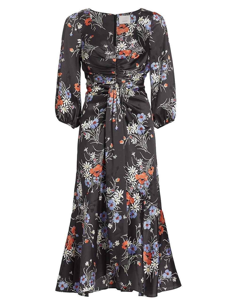 Womens Walker Satin Floral Midi-Dress Product Image