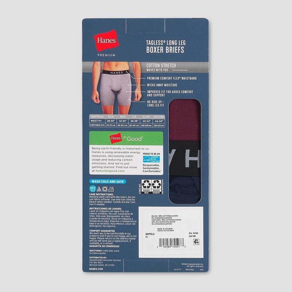 Hanes Premium Mens Stretch Long Leg Boxer Briefs 5pk - Black/Navy Blue Product Image