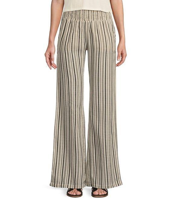 Billabong New Waves High Rise Smocked Striped Pants Product Image