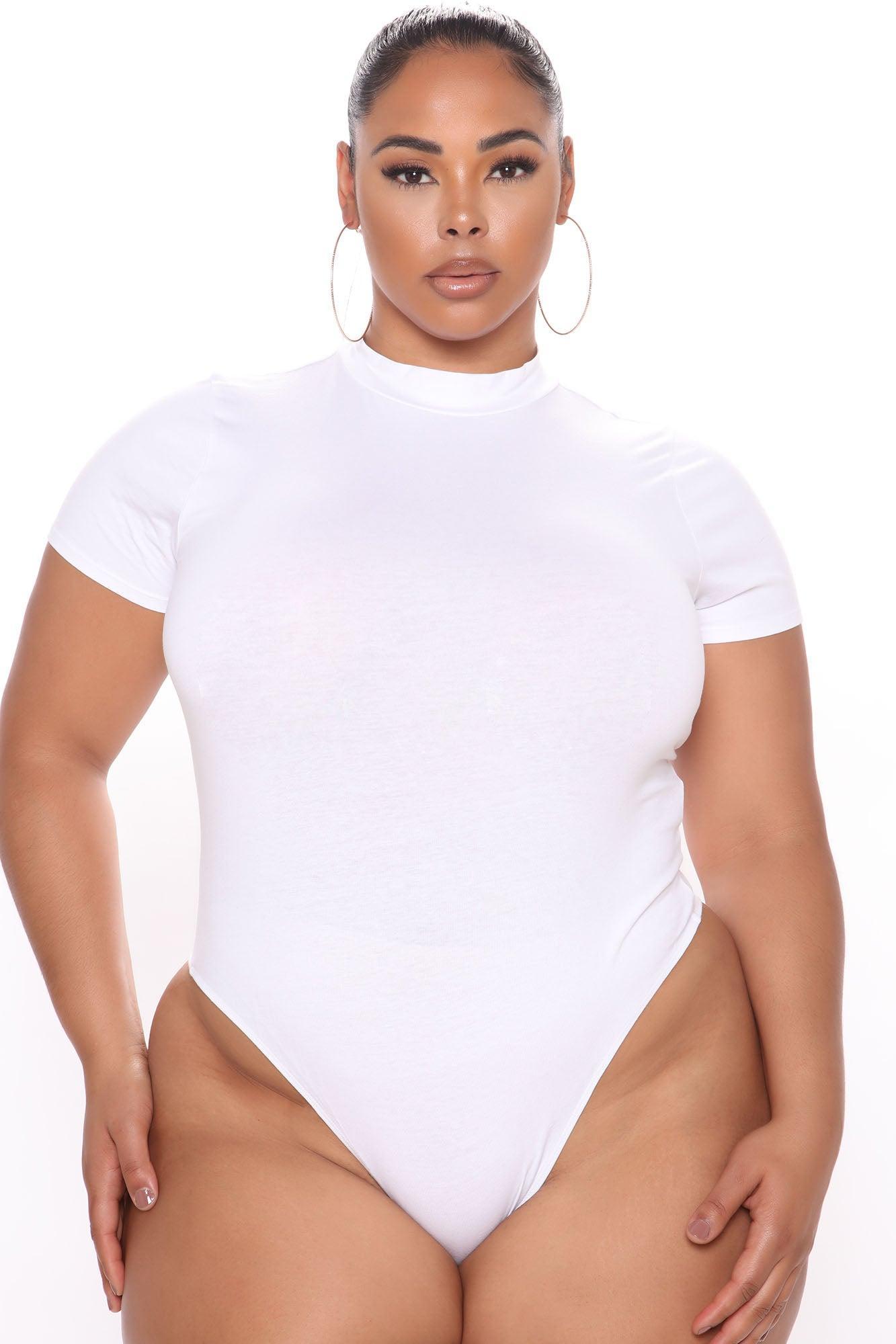 Basic Mock Neck Bodysuit - White Product Image