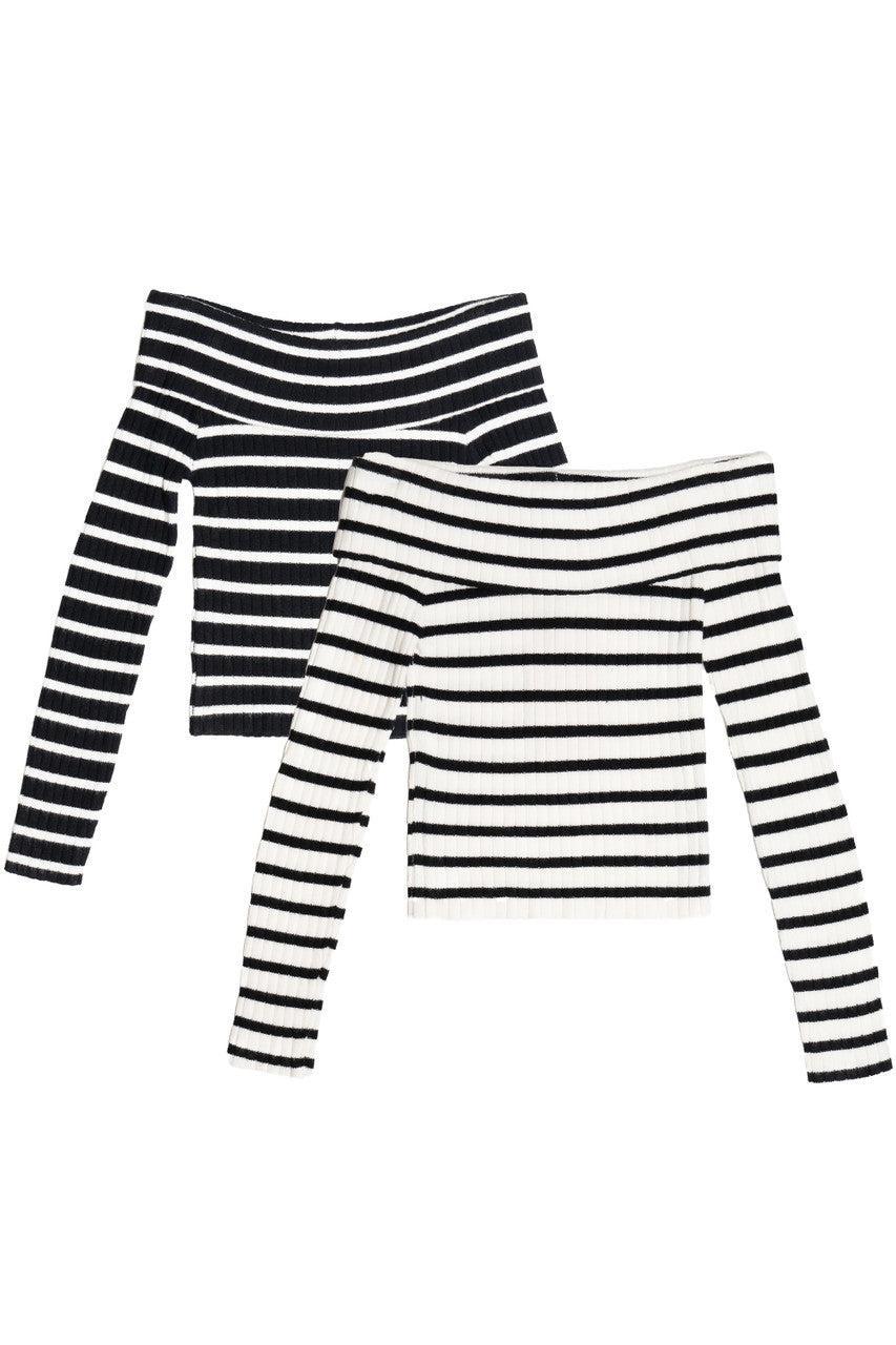 Off The Shoulder Striped Sweater Product Image