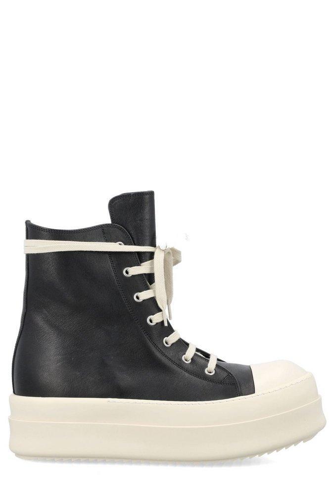 RICK OWENS Round-toe Lace-up Sneakers In Black Product Image