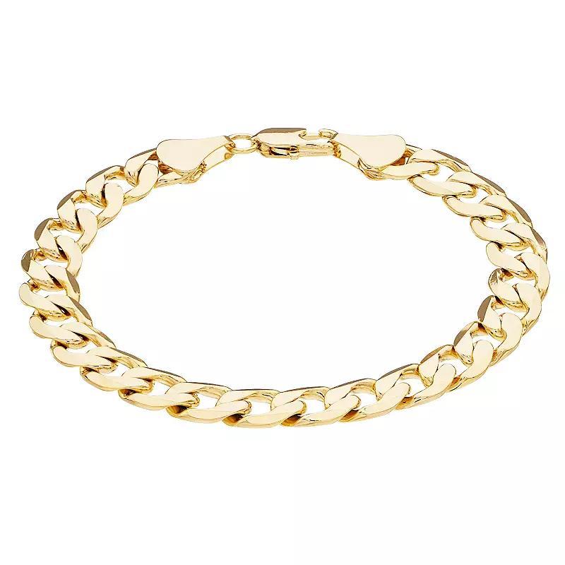 Mens 14k Gold Plated Curb Chain Bracelet Gold Tone Product Image