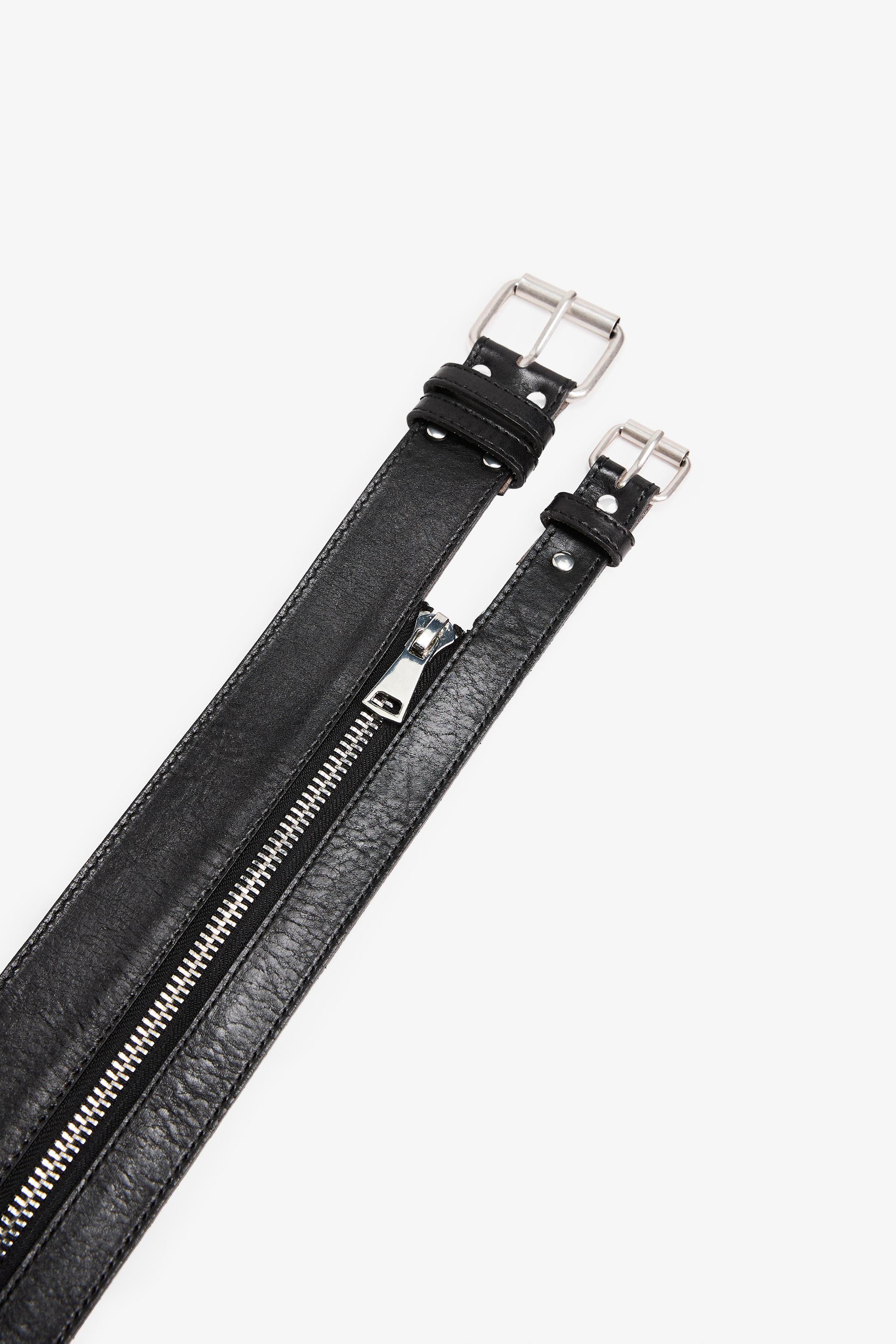 DOUBLE BUCKLE ZIPPER SASH BELT Product Image