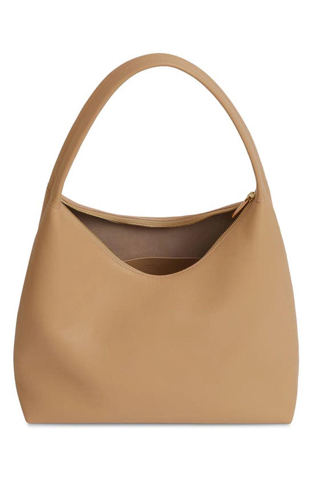 MANSUR GAVRIEL Luxury Soft Calf Leather Crossbody Hobo Bag In Sand Product Image