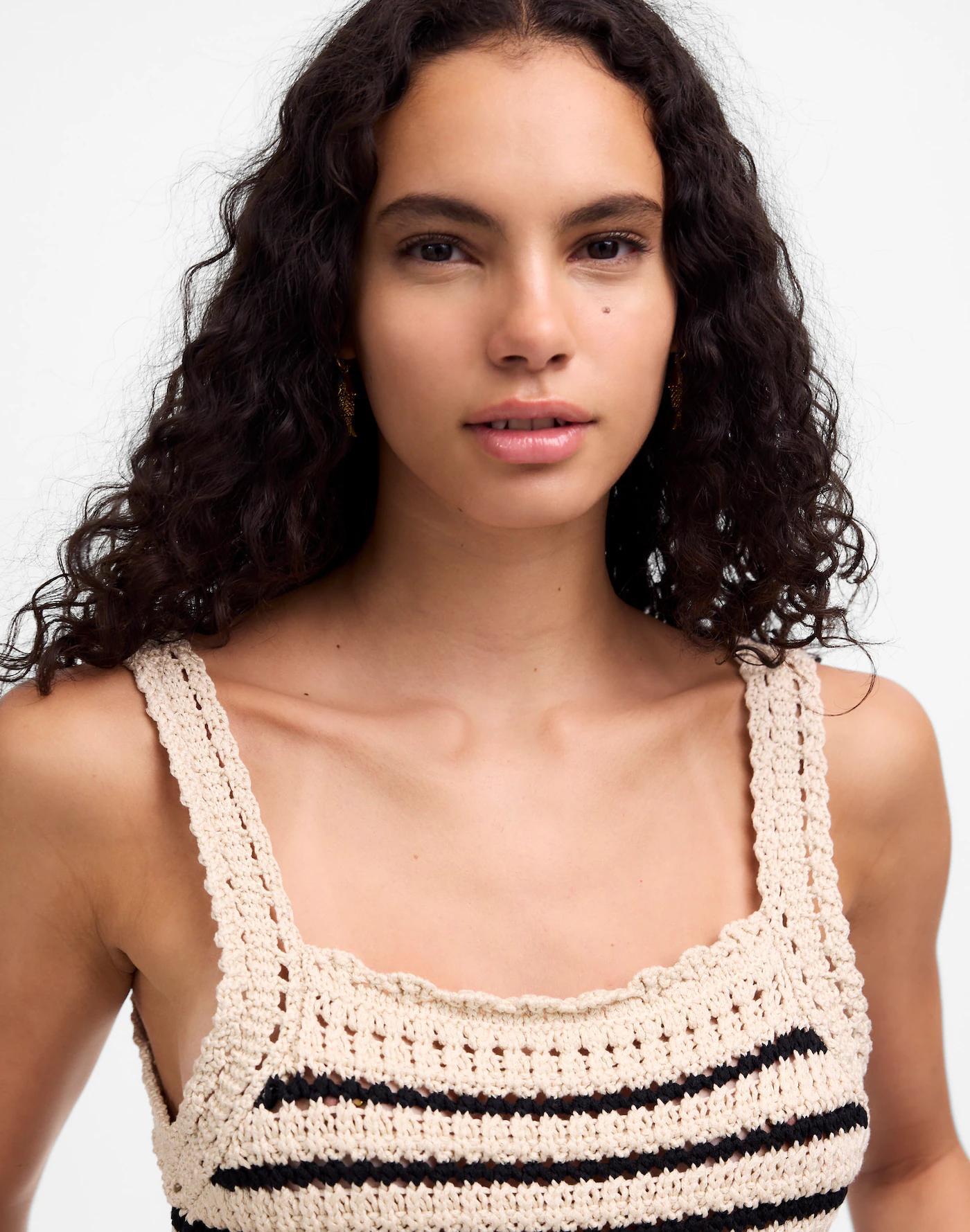 Crochet-Stitch Cotton Sweater Tank Product Image