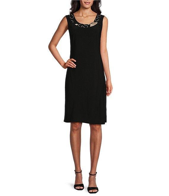 R & M Richards Petite Size Embroidered Soutache Sequin 3/4 Sleeve Jacket Dress Product Image