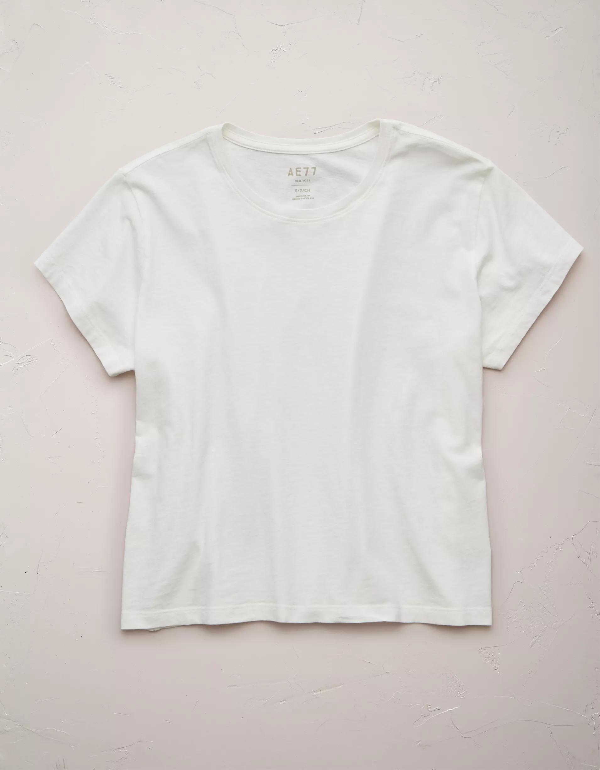 AE77 Premium Boxy Cropped Crewneck T-Shirt Product Image